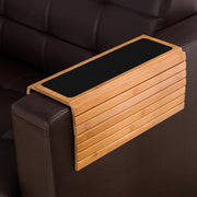 GEHE Bamboo Wood Sofa Arm Tray Table Anti-Slip Armrest Organizer Protector Drink Holder Coaster (Natural Bamboo) - Natural Bamboo 33.7 x 41.9 x 1 cm