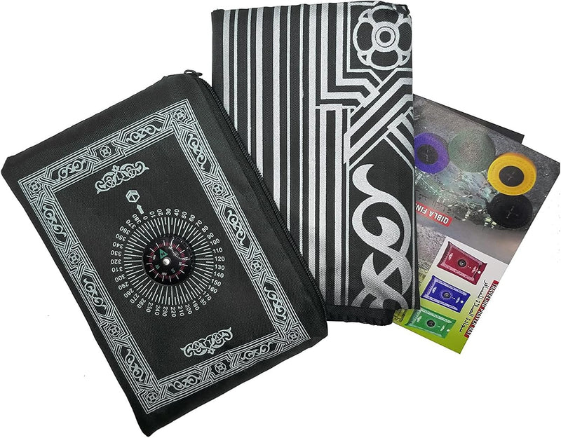 GOGO Al-Salat Travel Pocket Prayer Mat, Portable Muslim Rug, Water Proof, Foldable, Portable in Pouch (with Qibla Compass,Assorted)