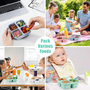 4Pcs Bento Lunch Box, Wheat Straw Snack Box Container, 4 Compartment Snack Lunchable Containers, Reusable Divided Bento Snack Box, Meal Prep Lunch Containers for School, Work Travel,Nuts Candy Fruit