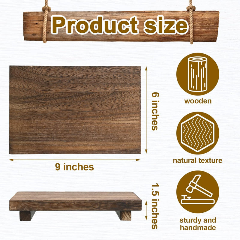 Nuogo Wood Riser Tray Soap, Stand Soap Tray for Kitchen Sink, Wood Pedestal for Kitchen Counter Sink Stand Decorative Rustic Bathroom Dishes for Plant Bottles Candles Display (Natural, 9 x 6 Inch)