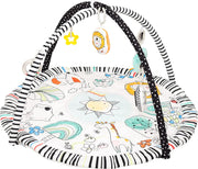 The Moon Brand Perky Baby Playmat and Activity Gym for Newborn Baby & Infant 5 Hanging Sensory Toys Visual, Hearing, Touch, Cognitive Early Development Playmat. Suitable from 0m+ 80cm Paradise Play - Paradise Play