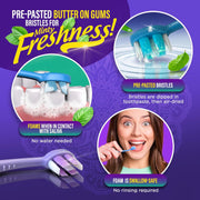 GuruNanda 6-in-1 Disposable Toothbrush, Ready to Use Pre-Glued Butter on Gum, Softex Brushes, Flossing and Toothpicks, Tongue and Cheek Cleaner, Wrapped