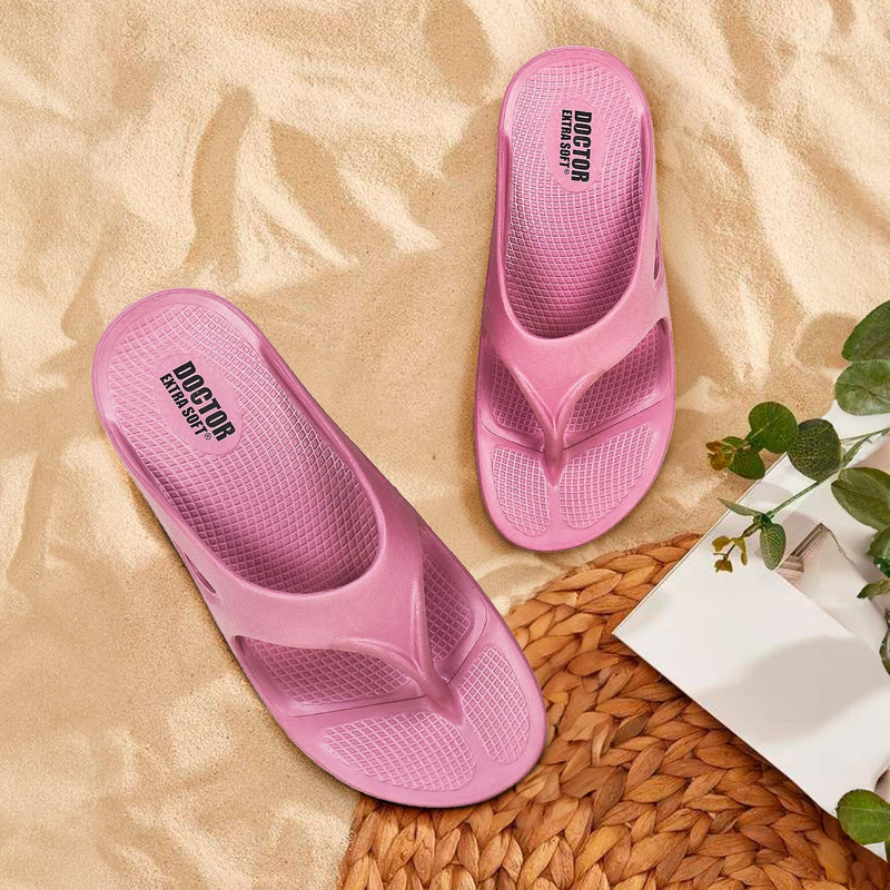 DOCTOR EXTRA SOFT Women's Classic Ultra Soft Flip Flops/Slippers with Cushion FootBed for Adult | Comfortable & Light Weight| Stylish & Anti-Skid| Waterproof & Everyday Slip-on for Ladies/Girls D-510