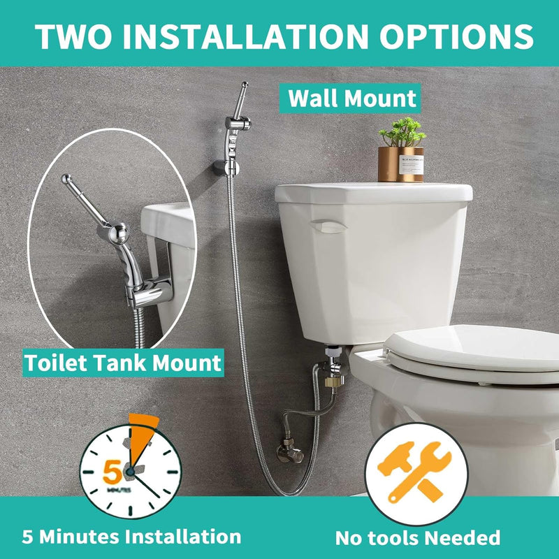 BARROCK All Metal Stainless Steel Hand Held Bidet Sprayer for Toilet, High Pressure Sprayer Head Brushed Gold
