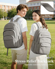 WEPOET Backpack Women Men School Backpack Large with Many Compartments Waterproof Backpack Lightweight for School Backpack Teenager Daypacks Backpack for Boys Girls, A3-grey-brown, Rucksack Backpacks