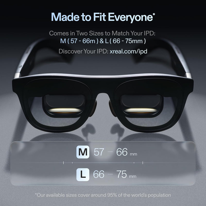 XREAL One Pro AR Glasses with X1 Chip, 3 DoF, 171" 57FOV 120Hz, BOSE Audio, Sony OLED, 3 Mode Dimming, Compatible with PS5, Nintendo Switch 2, iPhone 16/15, Steam Deck, PC, Android & iOS - L Size