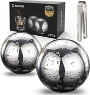 16 Pack Reusable Stainless Steel Ice Cubes for Drinks - Metal Whiskey Stones, High Cooling Technology, for Whiskey, Vodka, Liqueurs, Wine, Beverage Juice or Soda, Pack of 16 - Silver 2 Pack