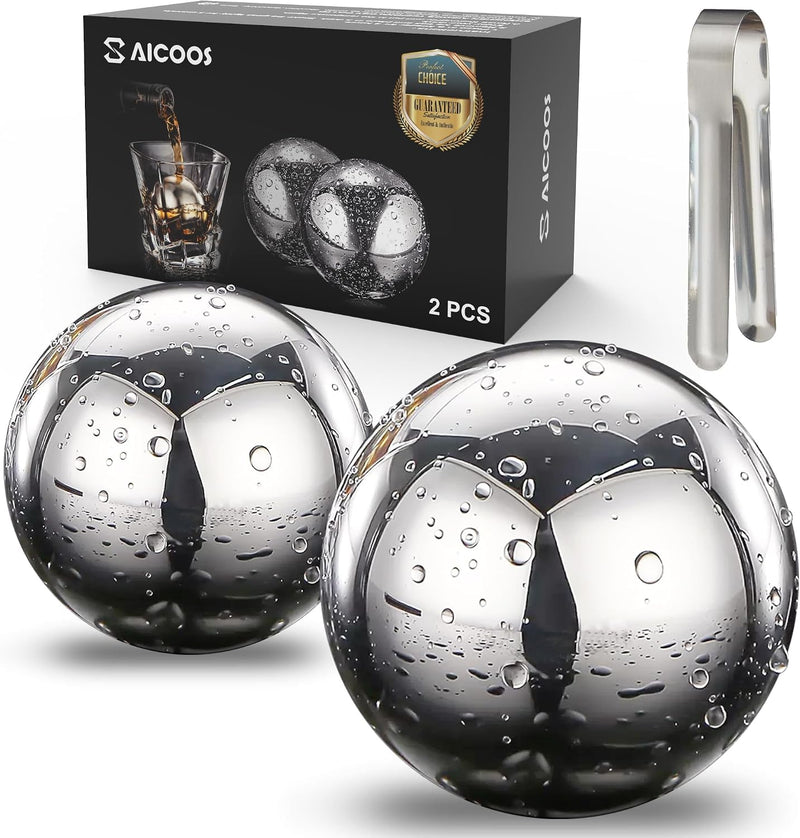 16 Pack Reusable Stainless Steel Ice Cubes for Drinks - Metal Whiskey Stones, High Cooling Technology, for Whiskey, Vodka, Liqueurs, Wine, Beverage Juice or Soda, Pack of 16 - Silver 2 Pack