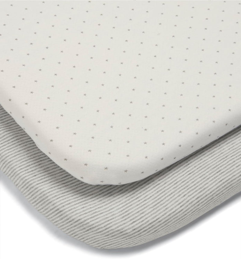 Mamas & Papas 2 Lua Crib Fitted Sheets, White (W 50 x L 87 x D 4cm)