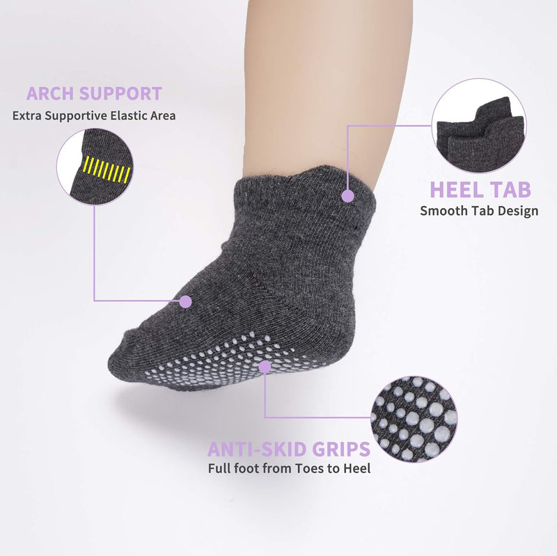 CozyWay Non-Slip Socks with Grippers - Ankle Style for Little Girls and Boys, Infants, Toddlers, Children