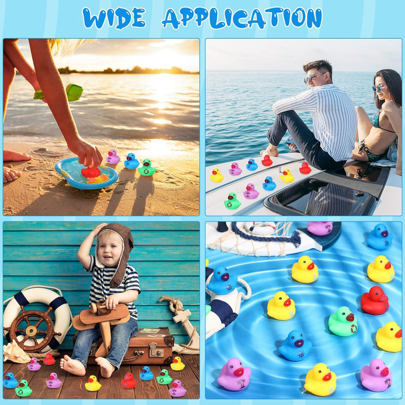 Chivao 200 Pcs Mini Rubber Ducks with Sunglasses, Rubber Ducks in Bulk Mini Tiny Ducks Bath Toys Float Squeak Bathtub Duckies Cruise Baby Shower Birthday Party (Colorful)