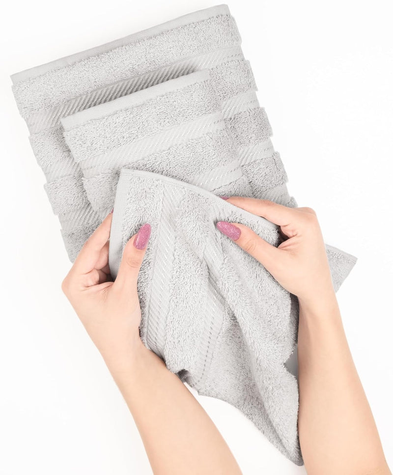 American Soft Linen GMSD 6-Piece 100% Turkish Genuine Cotton Premium & Luxury Towel Set for Bathroom & Kitchen, 2 Bath Towels, 2 Hand Towels & 2 Washcloths [Worth $72.95] - Rockridge Grey