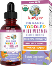 Multivitamin & Multimineral for Toddlers by USDA Sugar Free Multivitamin Liquid Drops for Kids Ages 1-3 Immune Support & Overall Wellness Vegan Non-GMO 2 Fl Oz