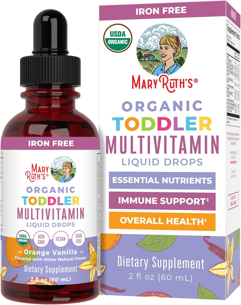 Multivitamin & Multimineral for Toddlers by USDA Sugar Free Multivitamin Liquid Drops for Kids Ages 1-3 Immune Support & Overall Wellness Vegan Non-GMO 2 Fl Oz