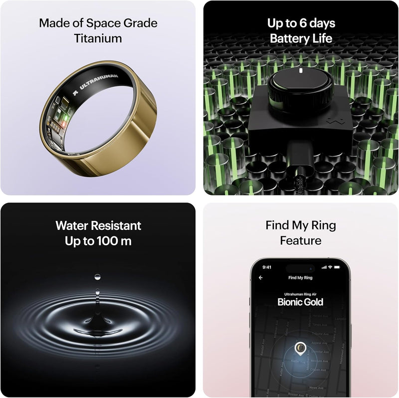 ULTRAHUMAN Ring AIR Sleep and Fitness Tracker, Smart Ring for Men and Women, No app fee for Standard Features, Up to 6 Days Battery Life