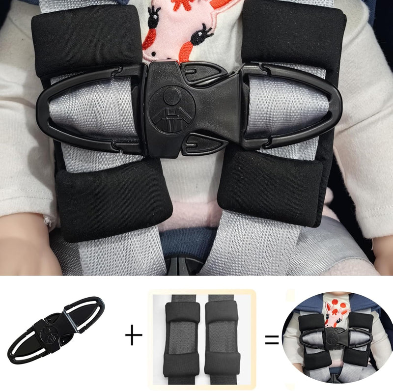 MdouLy Car Seat Chest Harness Clip Car Seat Safety Belt Clip Buckle Lock Stroller Chest Clip Universal Adjustable Guard for Baby and Kids Trend (Black)