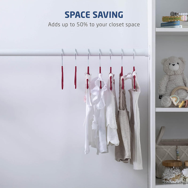 Zober Premium Quality Space Saving Kids Velvet Hangers Strong and Durable 360 Degree Chrome Swivel Hook Ultra Thin Non Slip Junior Hangers,-50 Pack Off-white ZO-VJ303…