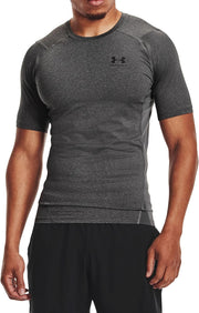 Mens Armour Heatgear Compression Short-sleeve T-shirt Short Sleeve (pack of 1) - Carbon Heather / / Black