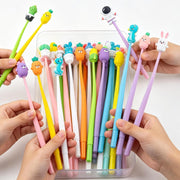 30 Pieces 0.5 mm Cartoon Head Pens Random Bulk Cartoon Cute Gel Ink Swinging Pen Prize Pen Stationery Gift Creative Assorted Styles Novelty Writing Pen for Gift Cute Cartoon Gel Ink Pens