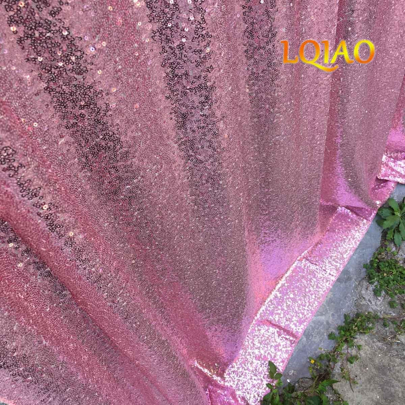 LQIAO 2 Panels Light Gold Sequin Backdrop Glitter Fabric for Wedding Birthday Parties Shimmer Wall-2x8ft