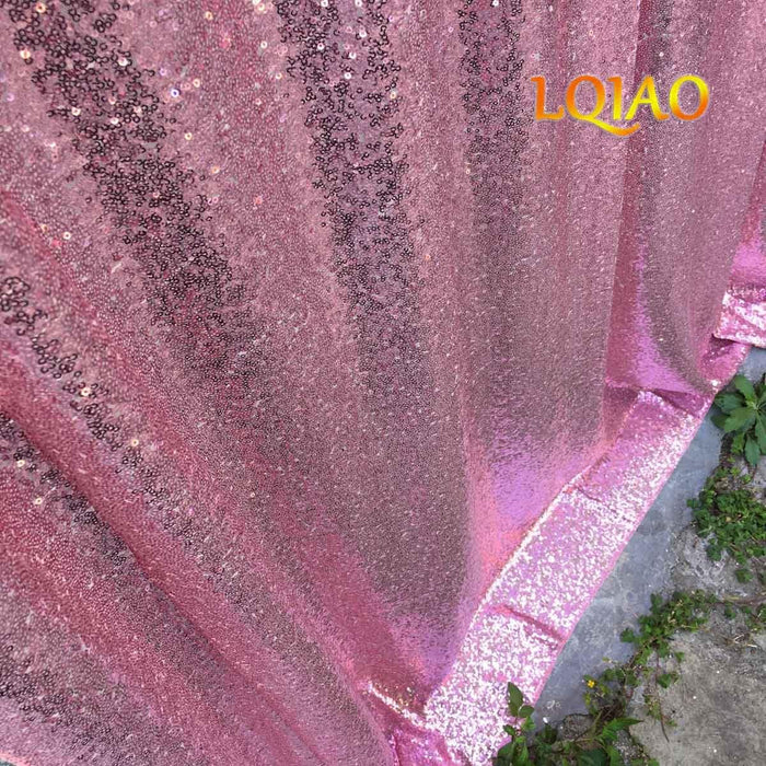 LQIAO 2 Panels Light Gold Sequin Backdrop Glitter Fabric for Wedding Birthday Parties Shimmer Wall-2x8ft