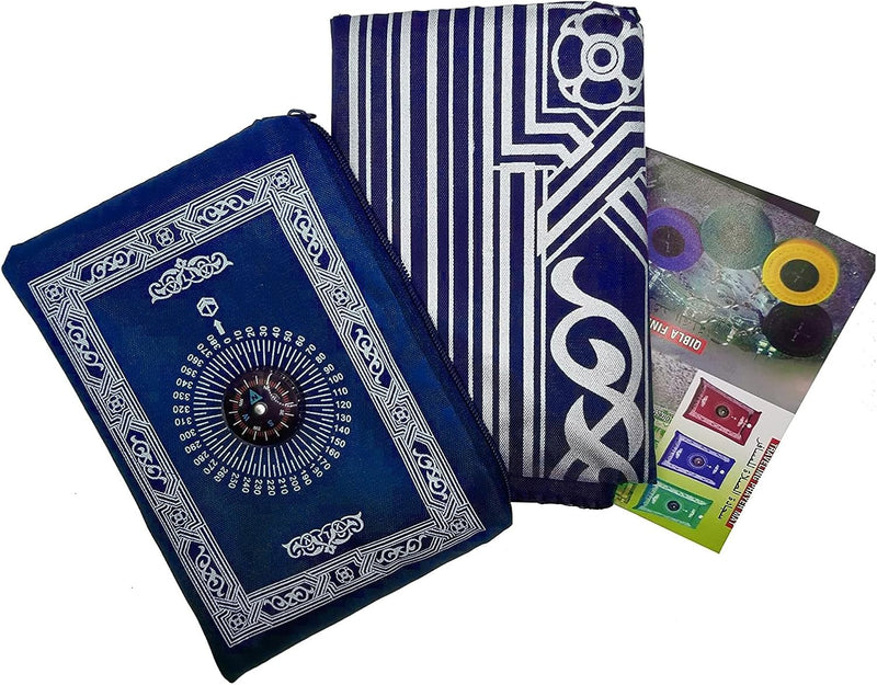 GOGO Al-Salat Travel Pocket Prayer Mat, Portable Muslim Rug, Water Proof, Foldable, Portable in Pouch (with Qibla Compass,Assorted)