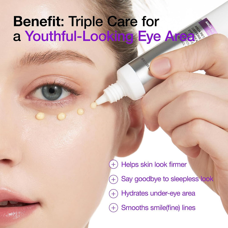 Retinol 0.1 Caffeine Revitalizing Eye Cream, Lightweight Formula for Dark Circles & Puffiness, Hydrating for Sensitive Skin, Korean Skincare, 30 ml