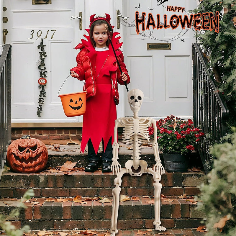 SLEEPHEAD Halloween Skeleton Decoration,Adult (36'') & Child (16'') Skeleton Value 2 Pack for for Halloween Party Yard Haunted House Props Indoor Outdoor Decor