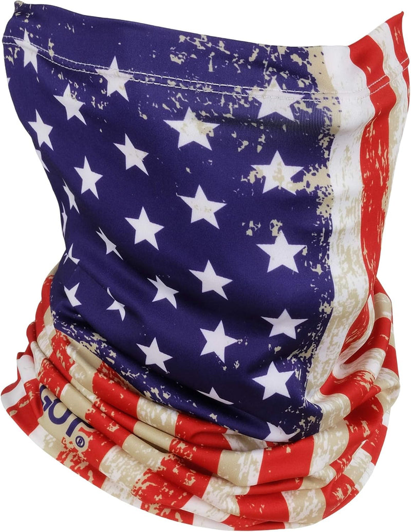 GOT Sports UPF 50+ Fishing Neck Gaiter - UV Face Mask Sun Protection for Men & Women - Camo SPF Face Cover Gator - Old Glory American Flag