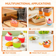 72 PCS Silicone Kids Lunch Box Dividers Set, 3 Shapes Multicolor Silicone Cupcake Cases Muffin Cases Baking Cake Molds Cup, Reusable Lunch Bento Box Accessories with Animal Food Picks for Kids Lunch