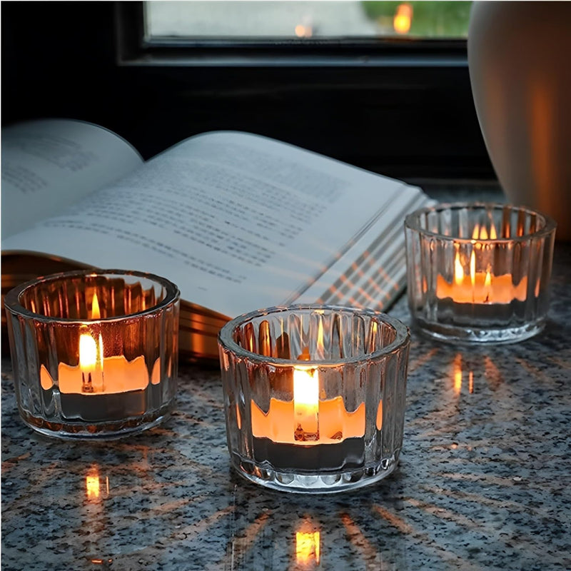 Beauenty Tealight Candle Holder Set of 12,Votive Candle Holders for Wedding Candle,Clear Glass Romance Tealight Candle Holders for Party&Home,Christmas,Wedding Decor,Valentines Day Decor
