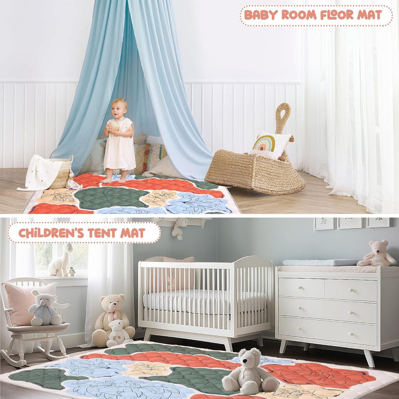 EAQ Crawling Mat Baby 150 x 180 cm, Foldable & Washable Baby Playpen Mat, Thick One-Piece Crawling Mat, Extra Large, Non-Slip Crawling Blanket for Baby