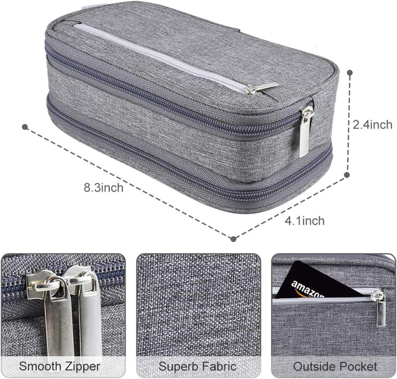 Pencil Case, Large Capacity Pencil Bag Pouch Pen Case Makeup Bag Stationery Desk Organizer with Big Compartments for Boys Girls Middle High School & Office Supplies (Grey)