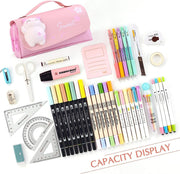 Large Capacity Pencil Case, 3 Compartments Pouch Pen Bag for School Kids Teen Girl, Students Stationery Organizer Stress Release Pencil Case(Pink)