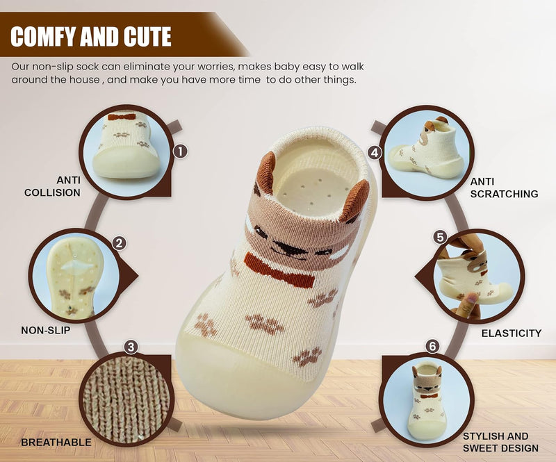 Dookeh Baby Sock Shoes Boys Girls First Walking Shoes Non-Slip Slippers Soft Sole Sneakers Toddler Infant Babygirl
