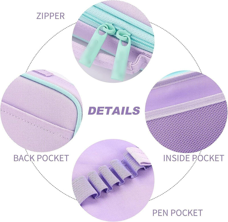 Pencil Case for Girls, Cute Unicorn Pencil Pouch, Large Capacity Washable Canvas Pen Bag, Multifunctional Compartments with Handle for Girls Kids Teens