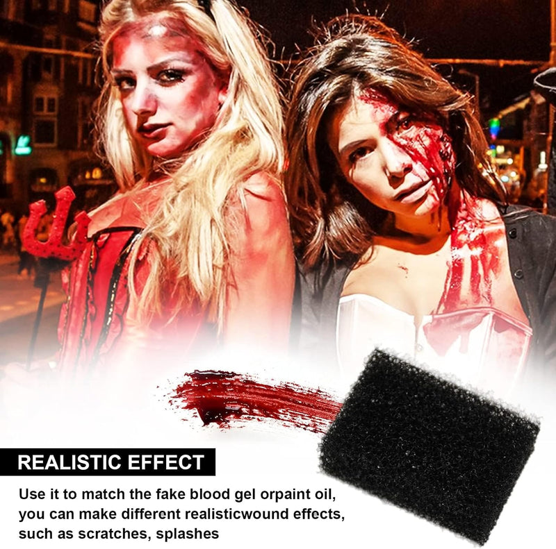 PINKE 1 oz Halloween Coagulated Blood, 30g Fake Blood Gel with Stipple Sponge, Make SFX Specail Effects, for Wound, Cuts, Clown, Vampire Film Cosplay Makeup, Halloween Festival & Party, 30g