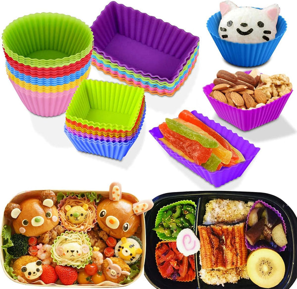 40 Pcs Silicone Lunch Box Dividers, Bento Bundle Dividers For Kids Accessories(Mixed Colors)