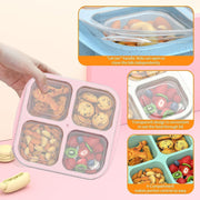 Bento Snack Boxes 4 Pack, Reusable 4-Compartment Food Containers with Fork, Lunch Storage for Adults & Teens, Bento for Work, School & Travel