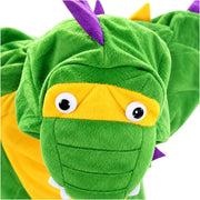 Doodle Kiddo Dinosaur Costume for Kids 3-8 Years, Green Hooded Dino Jumpsuit for Boys & Girls, Animal Costume, Halloween Fancy Dress Outfit, Dinosaur Party, Cosplay & Role Play