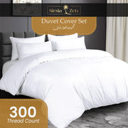 Premium 100% Egyptian Cotton Duvet Cover King 260x240cm with 2 Pillowcases, 300TC Percale Weave, Soft & Comfy Luxurious Hotel Quality Comforter Cover, All Season Bedding Set (White, King) - White Twin/Single