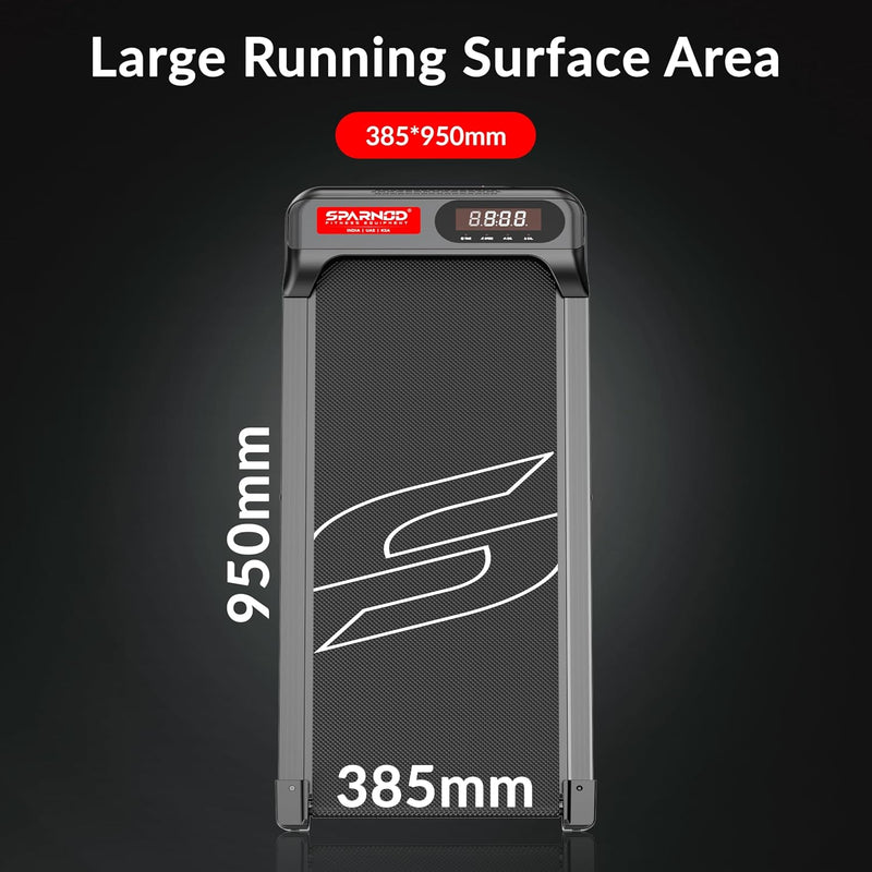 Sparnod Fitness STH-3002/3004N Home Use Walking Pad & Treadmill Compact, Ultra-Slim, Ready to Use Shock Absorption LED Display Manual Incline 100 Kg Capacity