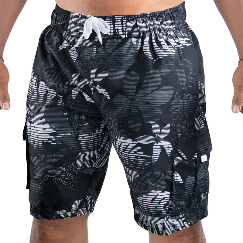 Men's Barracuda Swim Trunks (Regular & Extended Sizes) - Paradise Black