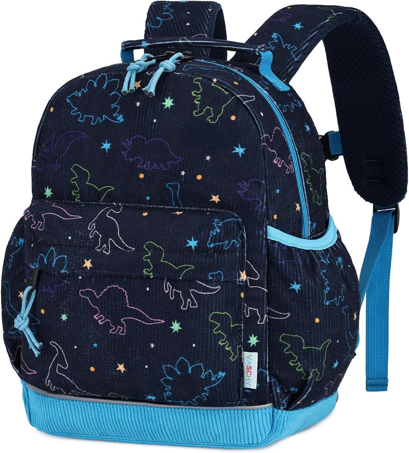 Corduroy Kids Toddler Backpack for Boys Girls 1-6 Yrs, Cute School Bag Children Rucksack for Preschool & Primary School & Nursery - Midnight Blue Dinosaur-s