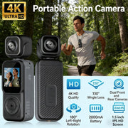 Angju 4K Pocket Vlogging Camera with Dual Screen & 3-Axis Gimbal Stabilizer, Handheld Portable Video Camera with WiFi, Face Tracking, 270 Rotation & 64GB SD Card
