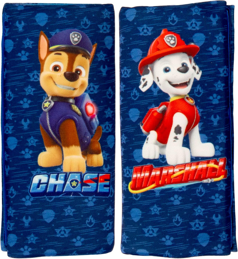 PAW PATROL Set of 2 Boys Mini Belt Pads Chase Marshall Chase and Marshall Child Seat Belt Pads Ideal for Child Safety Belts Extra Comfortable and Washable