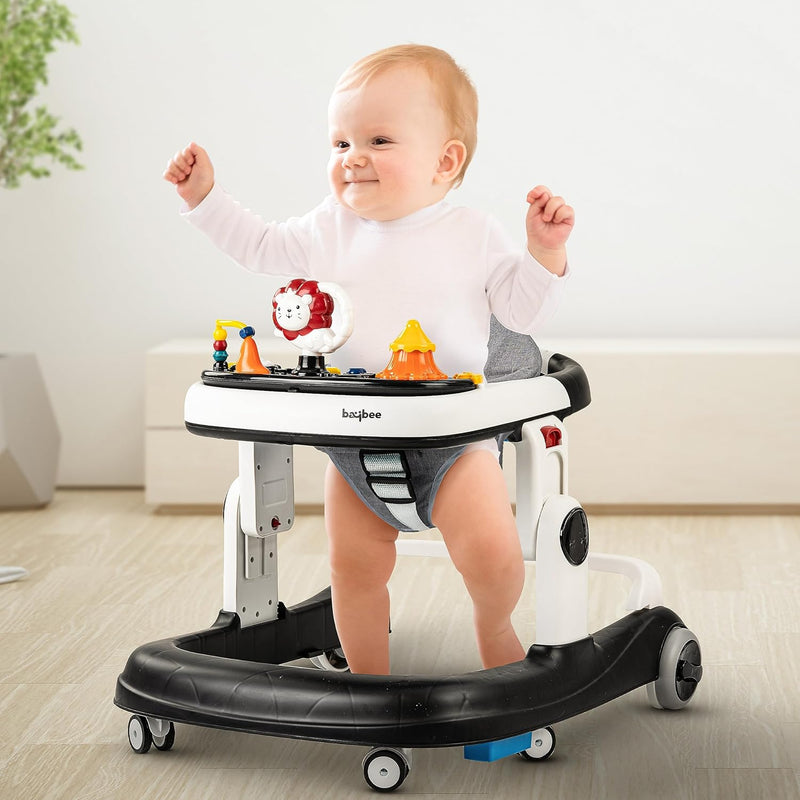 Baybee Astro 2 in 1 Baby Walker With 3 Adjustable Height & Musical Push Handle for Kids 6 to 18 Months (Black) - Black
