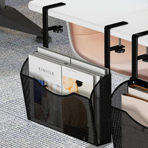 Uniface Mesh Metal Under Desk Drawer,Hanging Desk Organizer,Clamp On Under Desk Storage,Desk Side Storage for Office and Home