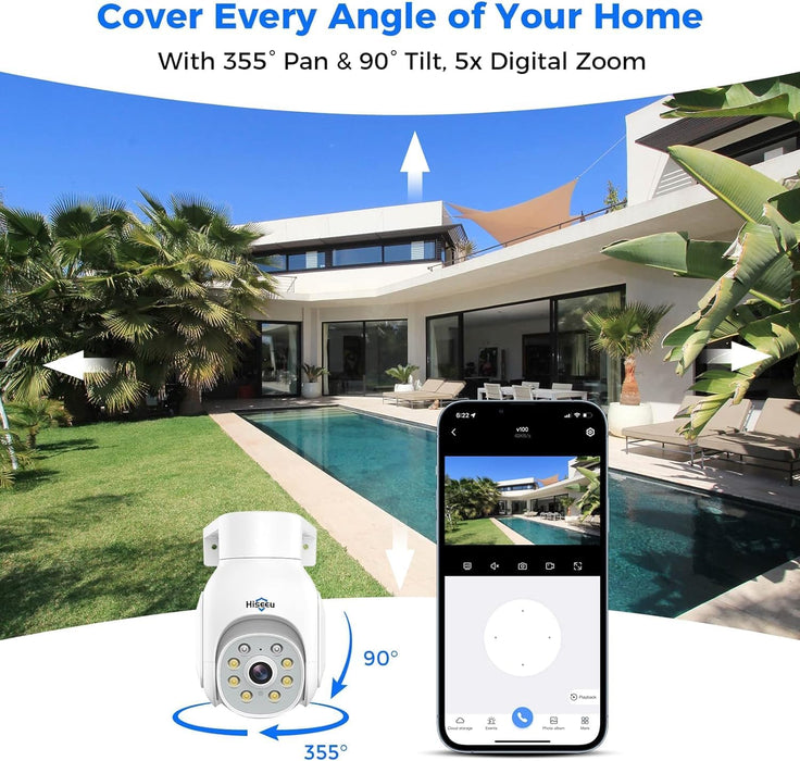 Hiseeu Indoor Security Camera, 2.4G/5G 5MP Baby Monitor Pet Camera for Home Security, PTZ 360°, Auto Tracking, 2 Way Audio, Night Vision, PIR Detection, Local Storage…