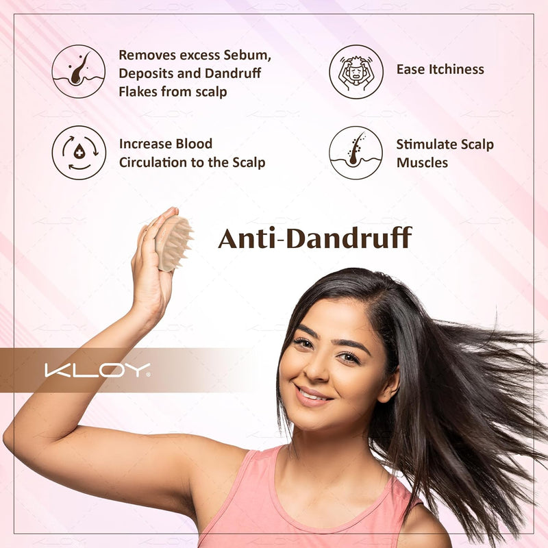 KLOY Round Hair Scalp Manual Massager Shampoo Hair Brush, Super Soft Bristles for Exfoliating, Anti-Dandruff (Texture Beige)